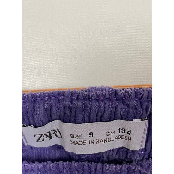 Zara Girls Purple Curdoray Mini Skirt Pockets Button Front Elastic Waist Size 9 - Picture 3 of 8